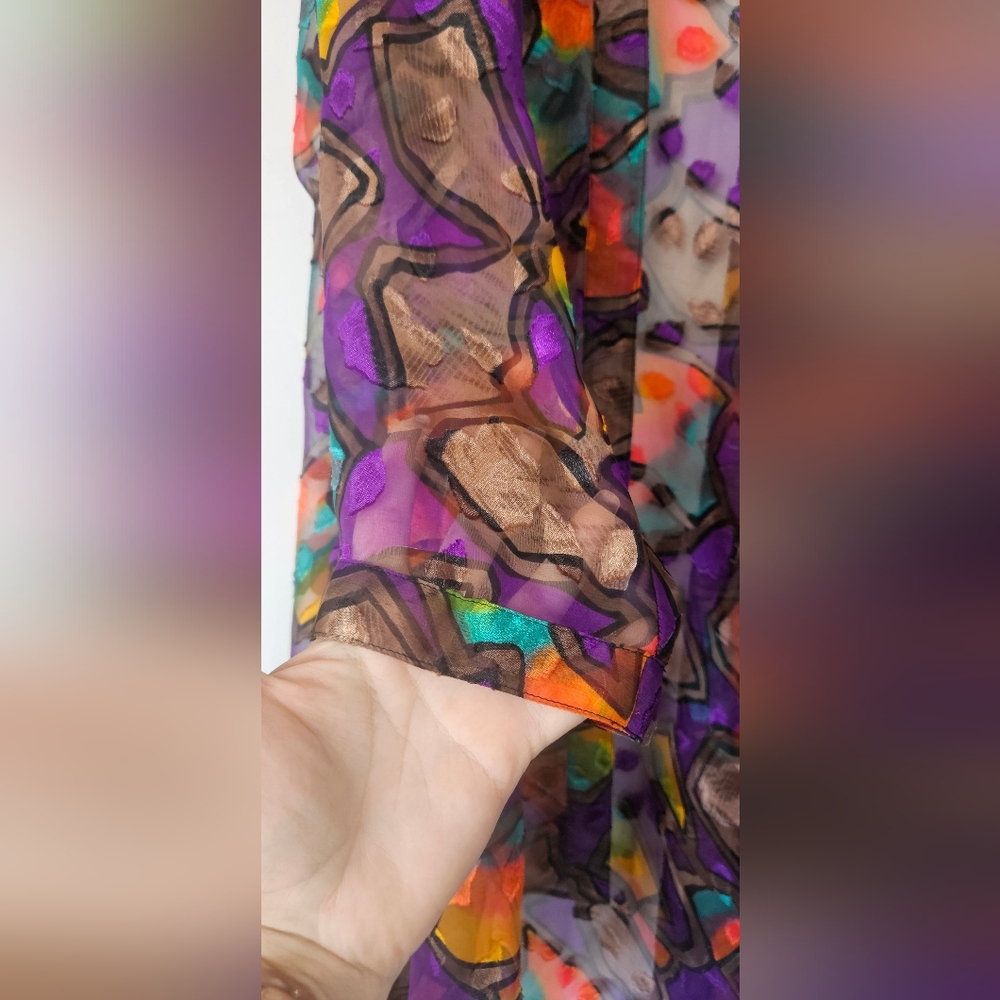 Maggie Shephard‎ Australia Vintage Long Sleeve Sheer Abstract Tunic Size Medium - Picture 7 of 8